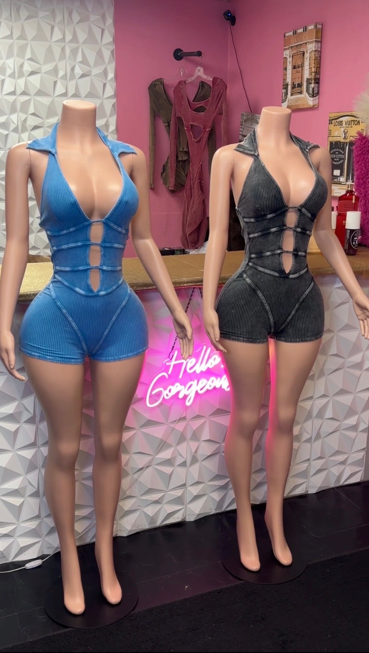 Take A Look Romper ( Blue )