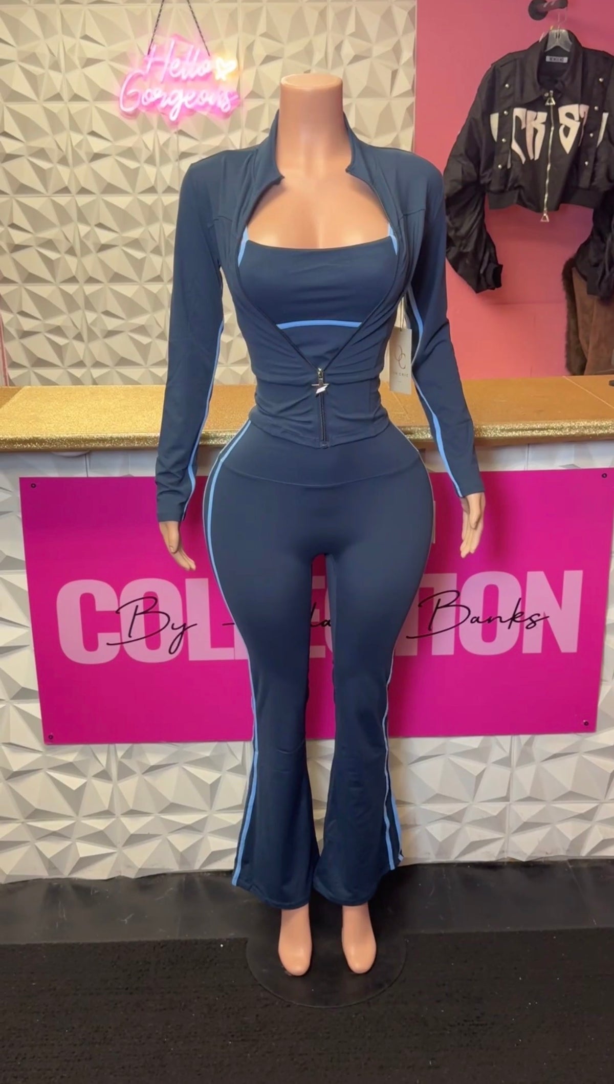 Pretty Issue 3 Piece Pants Set( Blue )