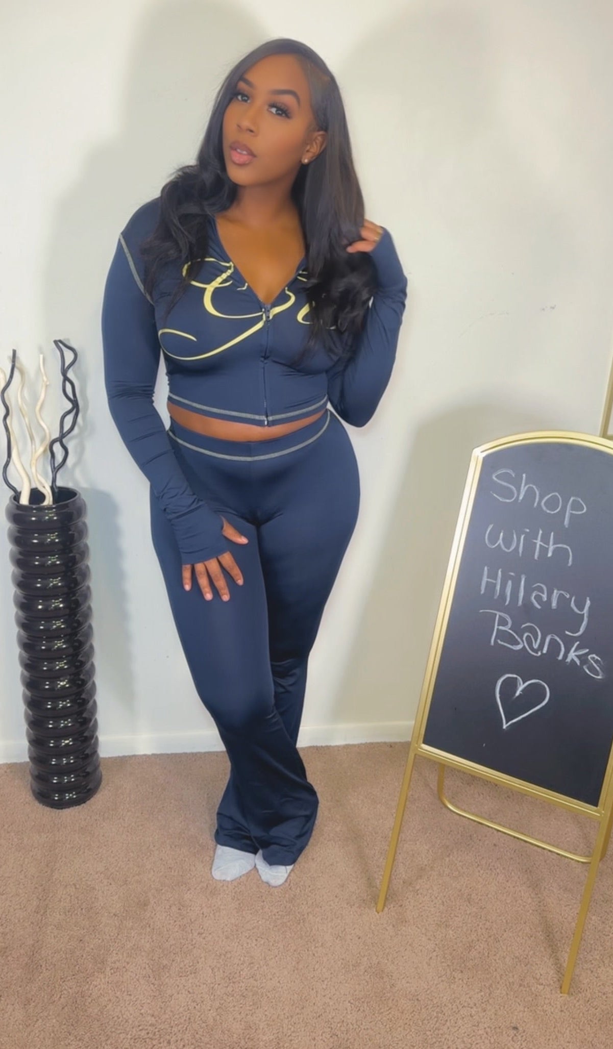 Gia Pants Set ( Navy )
