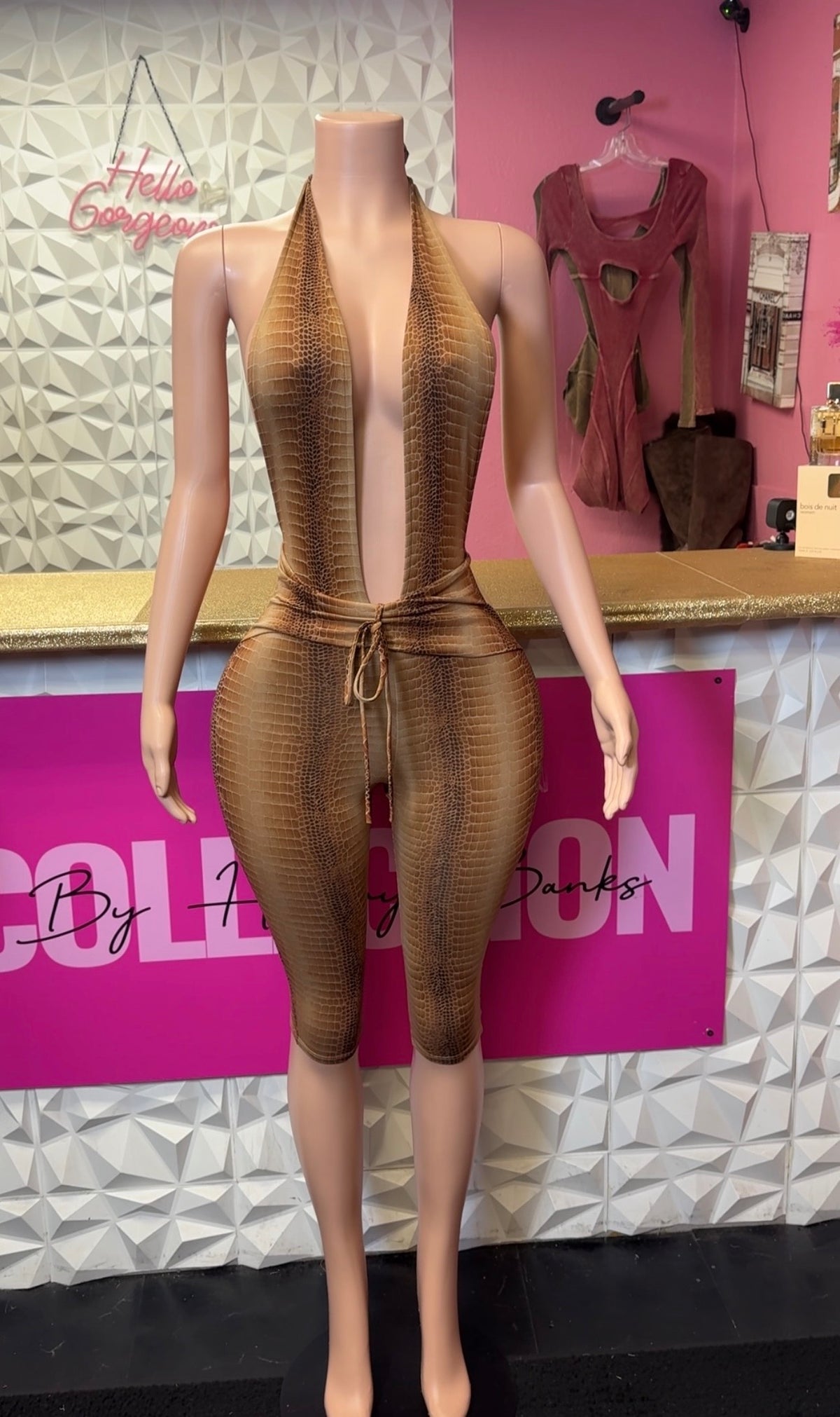 Slow Down Jumpsuit ( Brown)