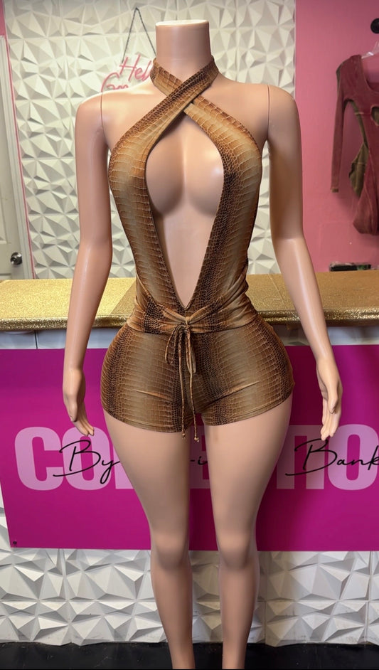 Slow Down Romper ( Brown)
