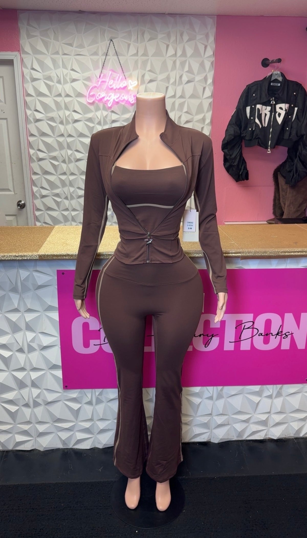 Pretty Issue 3 Piece Pants Set( Brown )