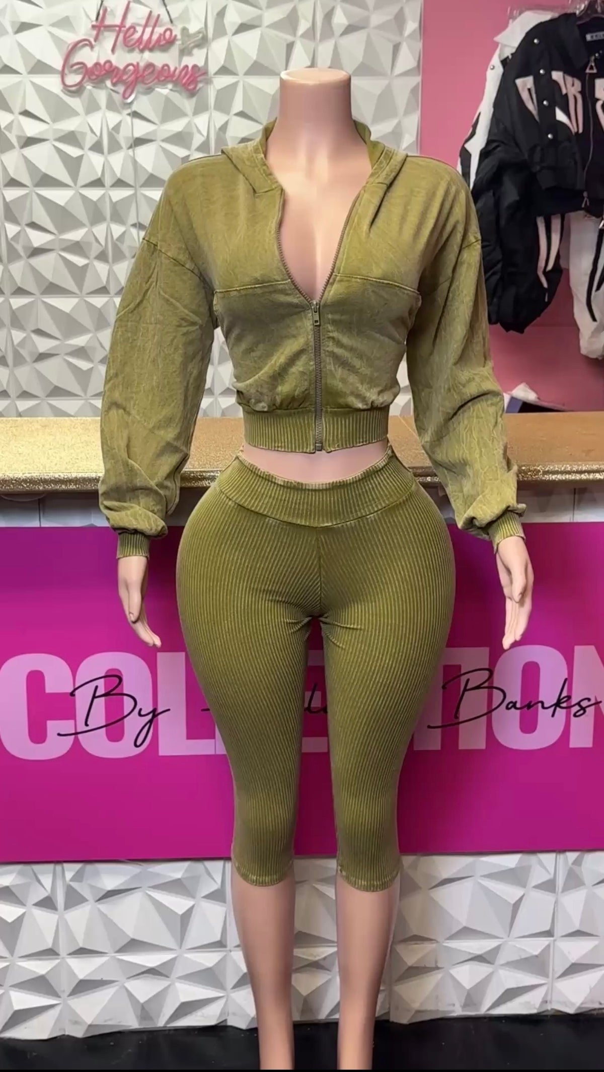 Meet Me There Capri Set ( Olive Green)
