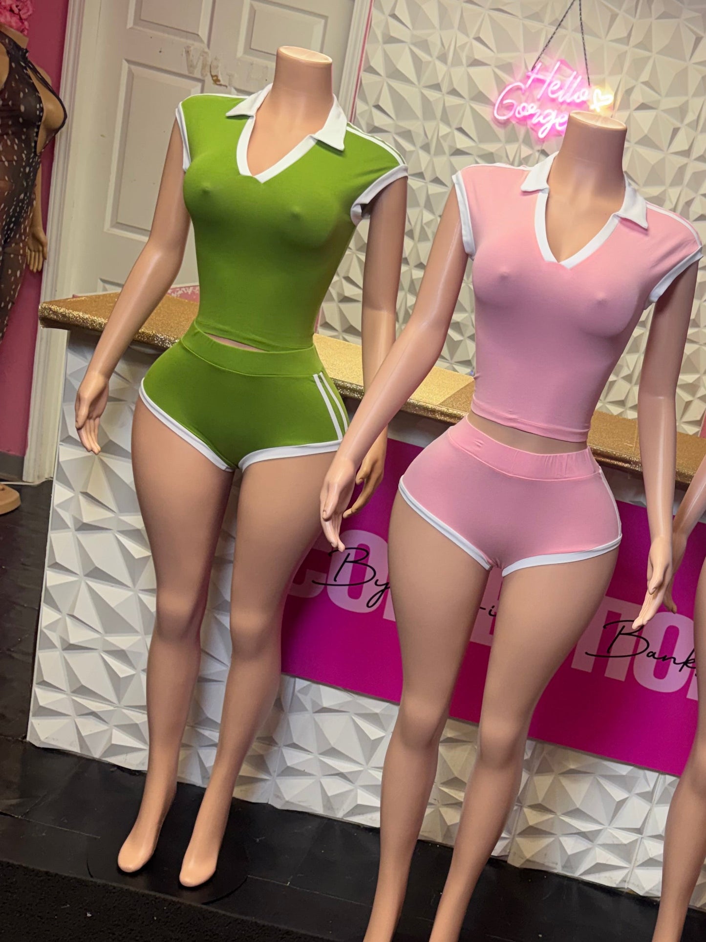 Winning Streak Short Set ( Pink / Green)