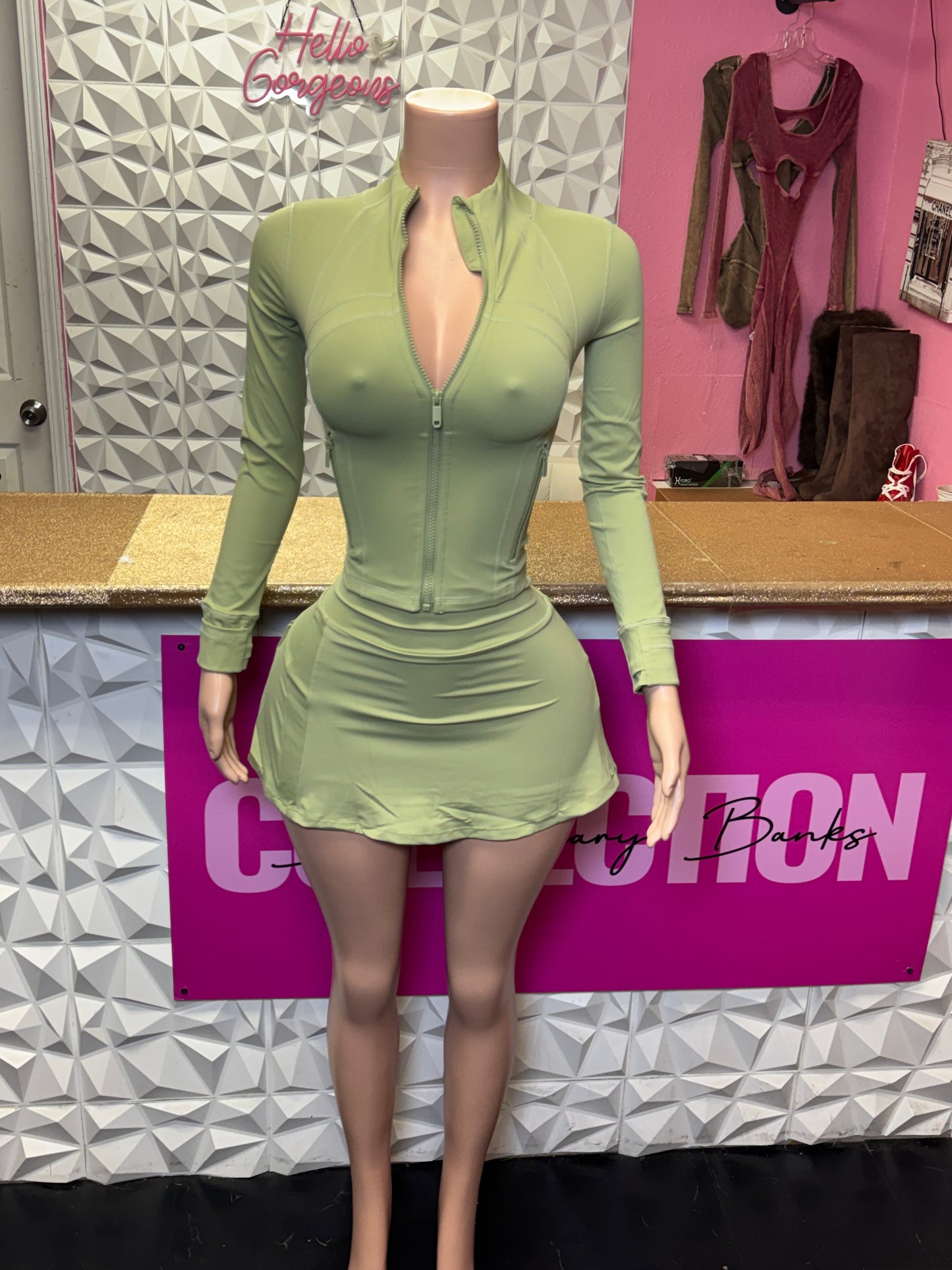 Barbie On The Go Skort Set ( Sage)