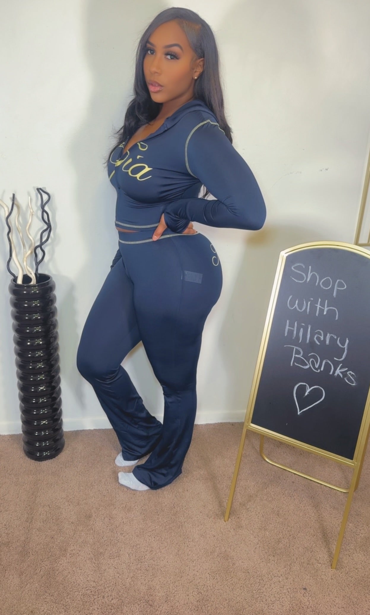 Gia Pants Set ( Navy )