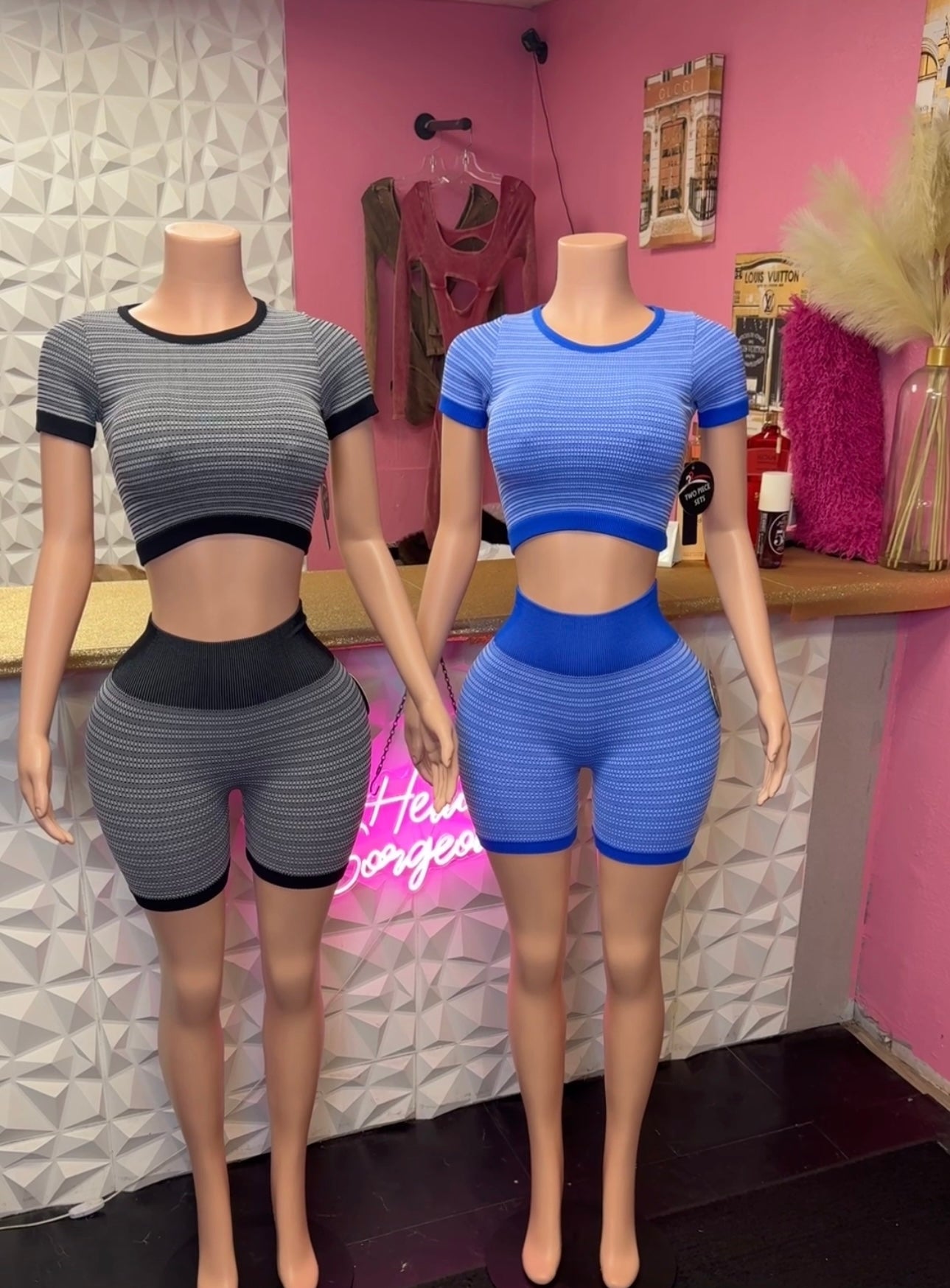 Electric Babe Short Set ( Blue)