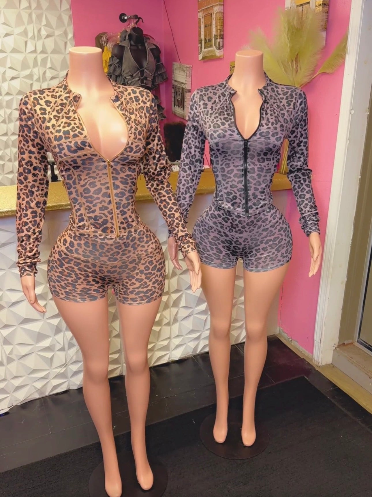 Leporad Gold Zip Short Set ( Brown)